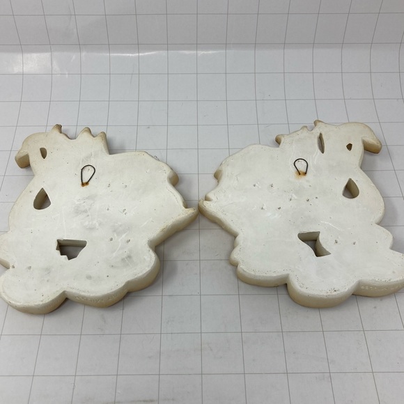 Incredible Swan Chalkware Set 1987 Miller Studio Cream / Gold / 2pcs Set - Picture 3 of 14